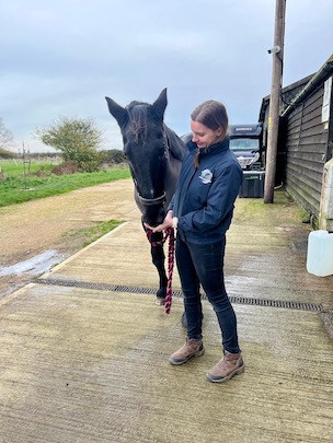 Alysia treating a horse